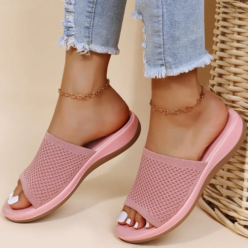 Sandalias de Cuña Baja Caladas Estilo Mule para Mujer