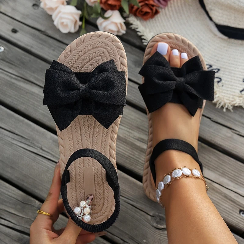 Sandalias Planas con Lazo Románticas para Mujer