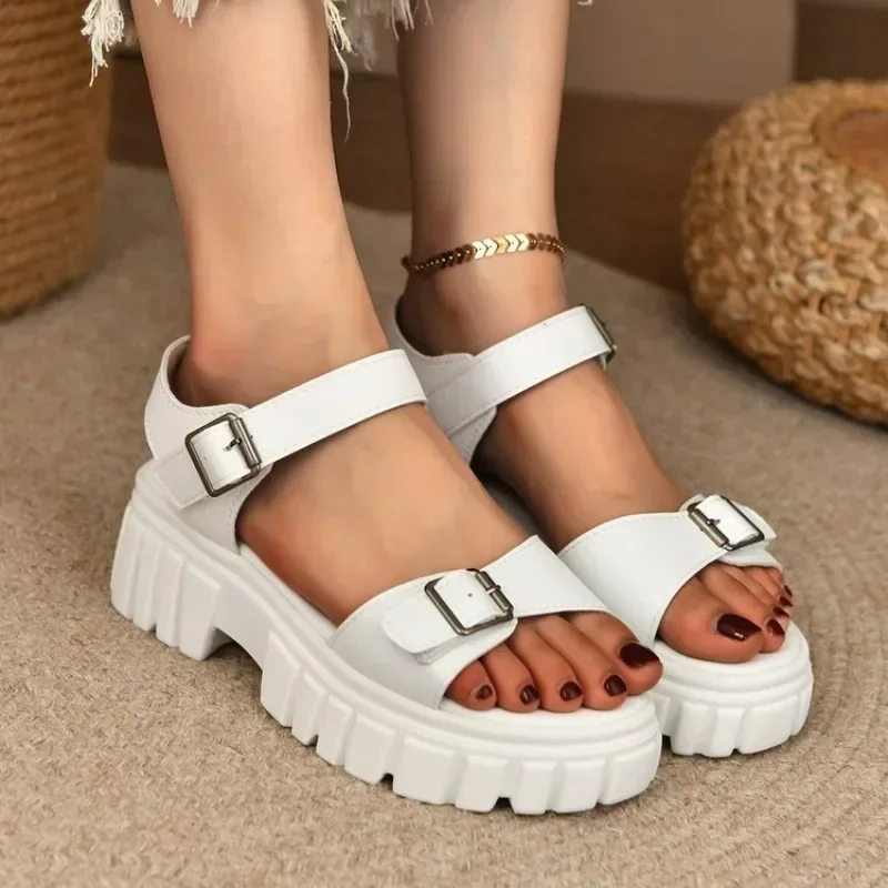 Sandalias de Plataforma con Hebillas Estilo Track para Mujer